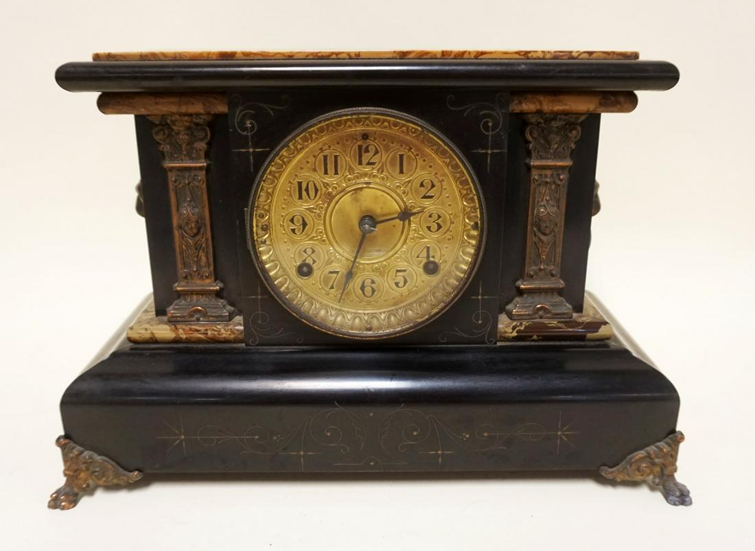 ANTIQUE SETH THOMAS MANTLE CLOCK: ANTIQUE SETH THOMAS MANTLE CLOCK, APPROXIMATELY 7 IN X 16 IN X 11 IN HIGH