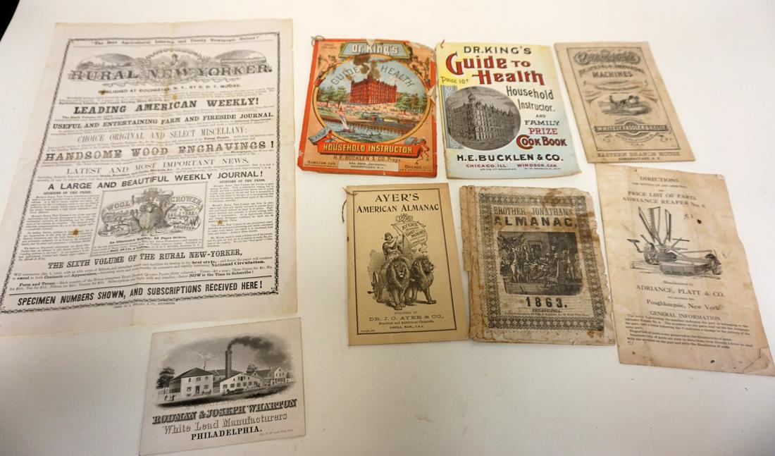 LOT OF ANTIQUE ALMANACS & CATALOGS: LOT OF ANTIQUE ALMANACS & FARM MACHINE CATALOGS