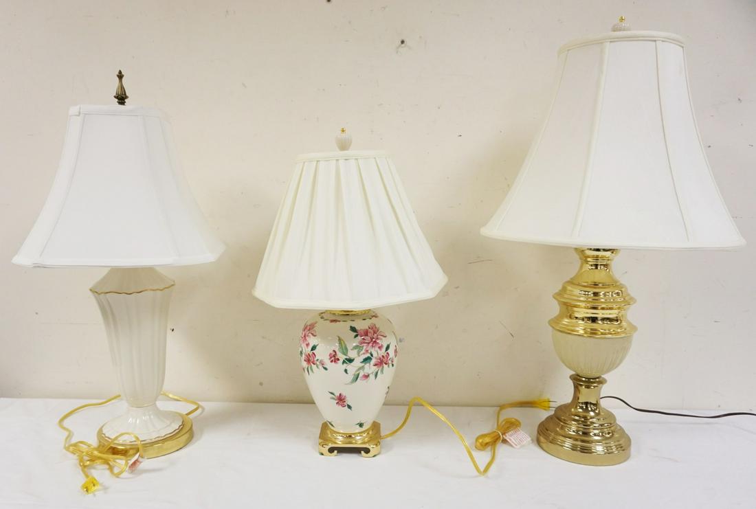 LOT OF 3 INDIVIDUAL LENOX TABLE LAMPS: LOT OF 3 INDIVIDUAL LENOX TABLE LAMPS