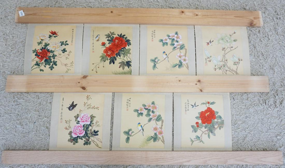 LOT OF 7 BIRD & FLOWER PAINTINGS ON PAPER (1 of 4)