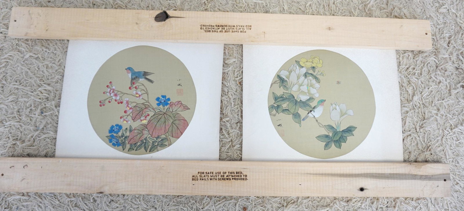 2 ASIAN PAINTINGS OF BIRDS & FLOWERS (1 of 3)