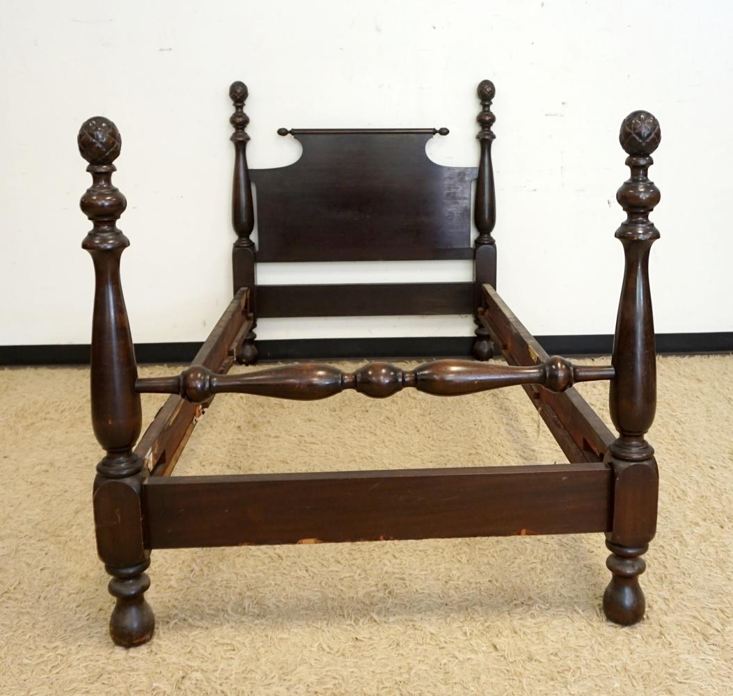 MAHOGANY PINEAPPLE CARVED SINGLE BED (1 of 3)