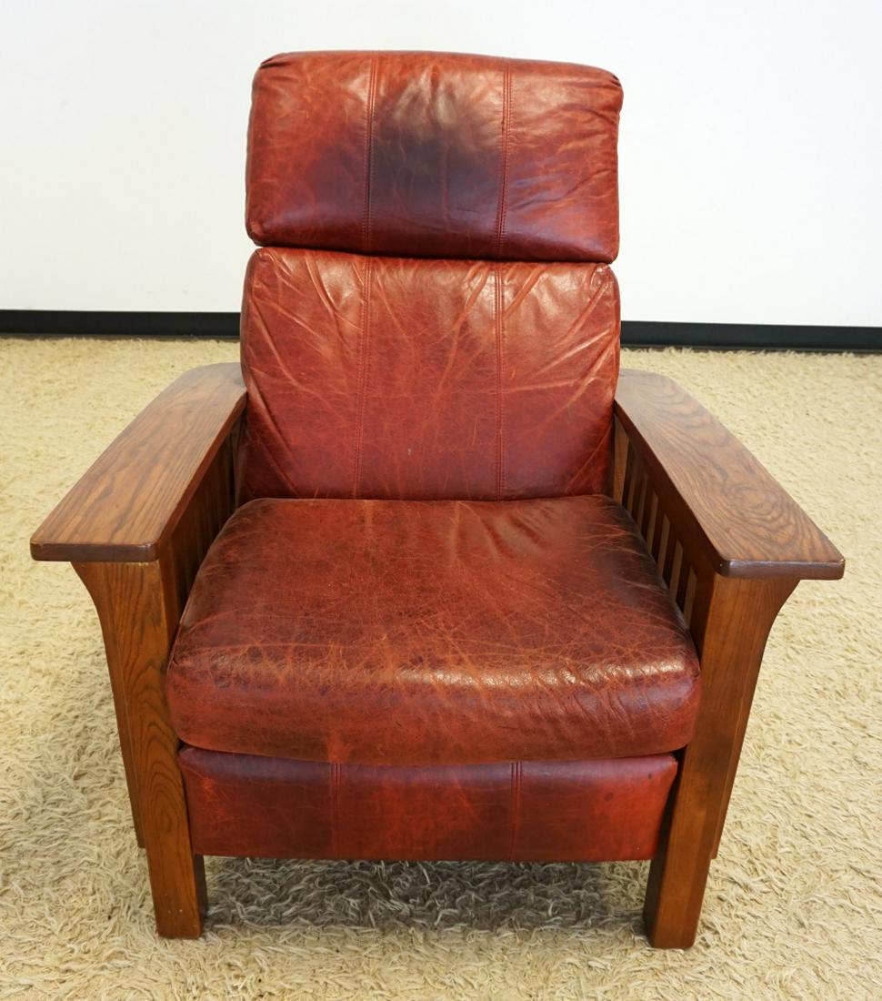 Mission Oak Style Leather Recliner Auction