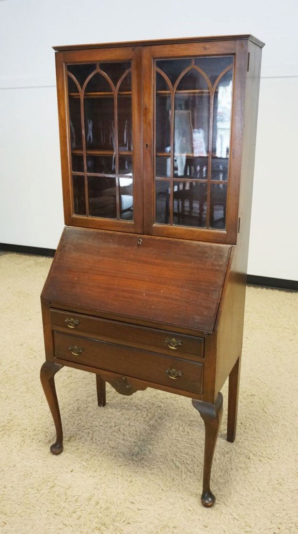 WALNUT BOOKCASE TOP SECRETARY DESK (1 of 2)