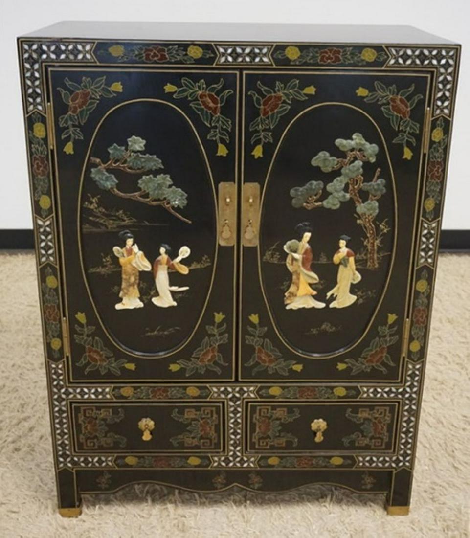 20TH CENTURY ASIAN BLACK LACQUERED CABINET (1 of 6)