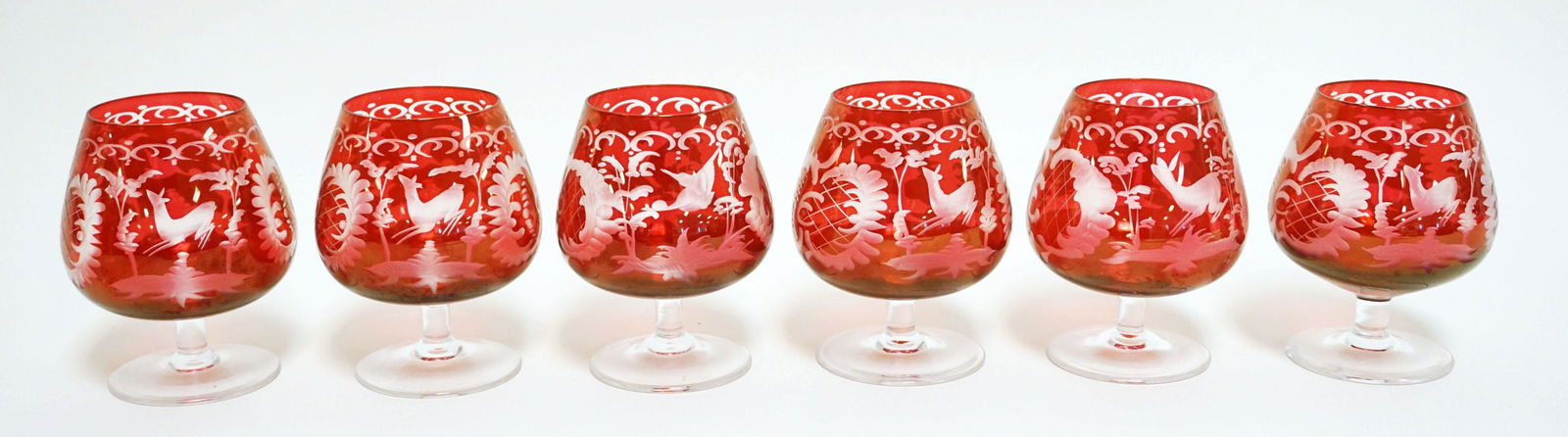 RUBY CUT TO CLEAR CORDIAL GLASSES (1 of 3)