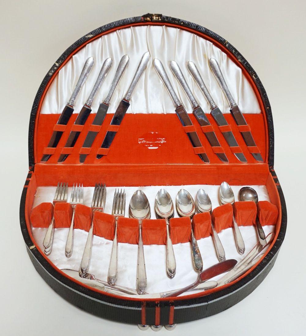 SILVERPLATE FLATWARE SET IN DECO BOX (1 of 1)