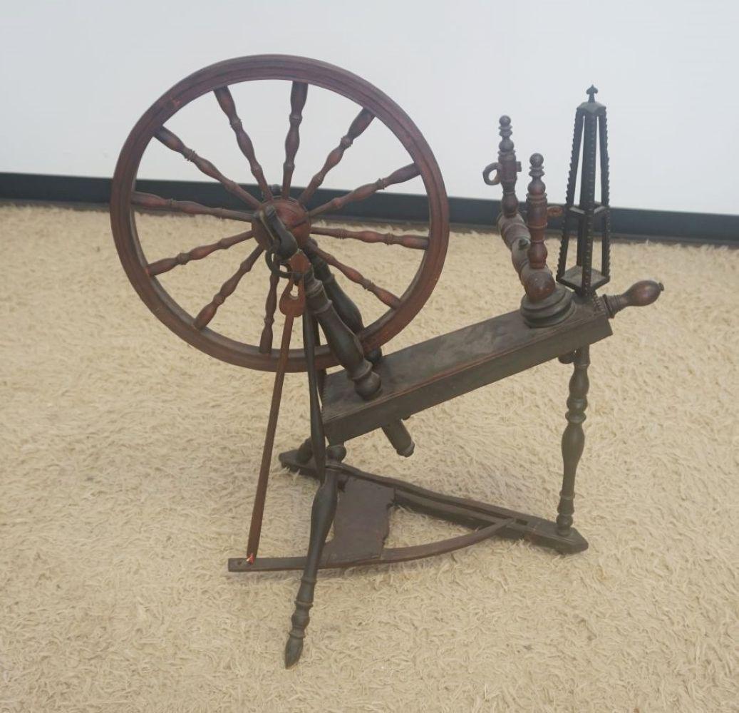 Antique Primitive Spinning Wheel Auction