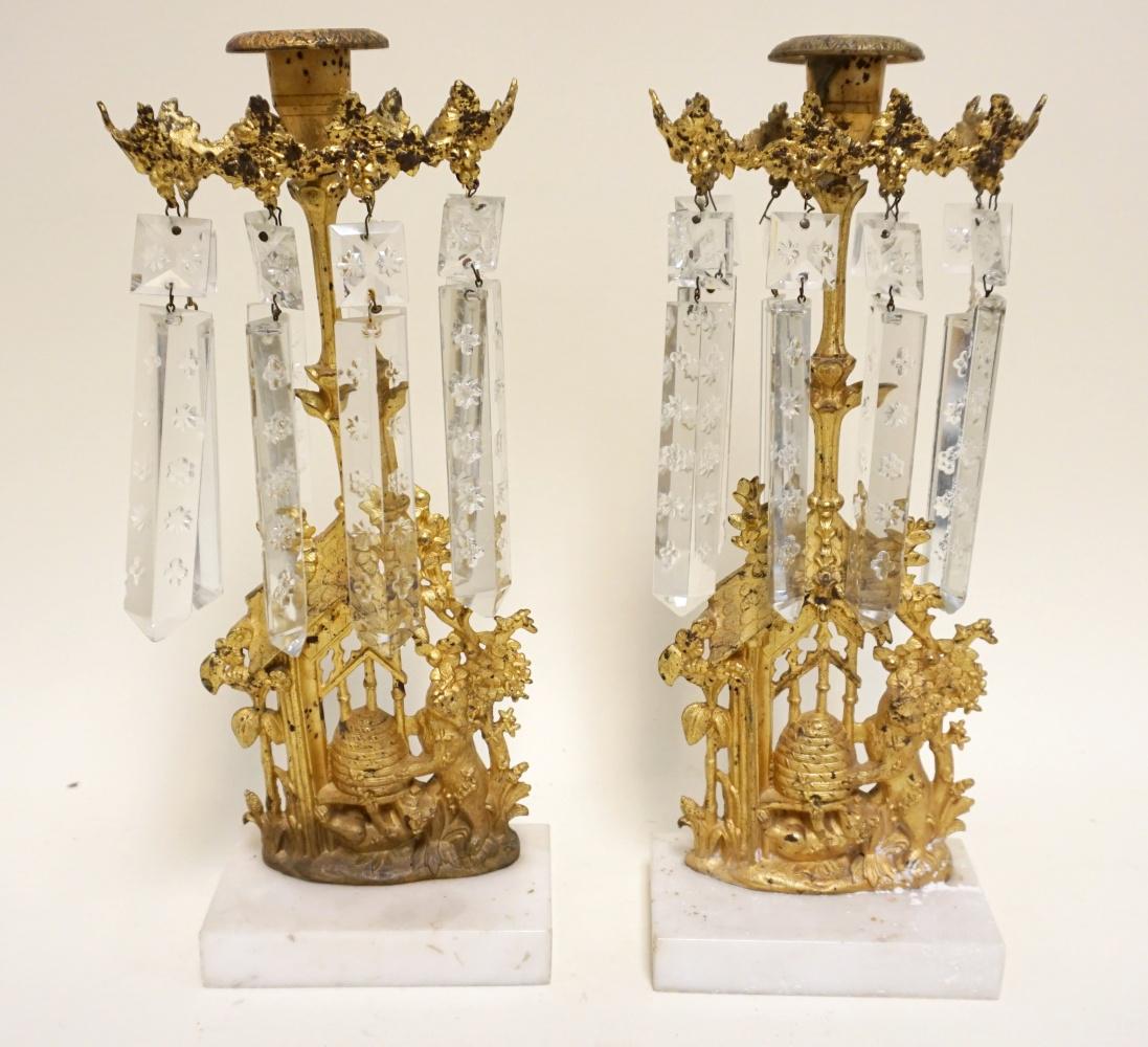 GILT METAL GIRANDOLE SET: GILT METAL GIRANDOLE SET, APPROXIMATELY 13 IN HIGH