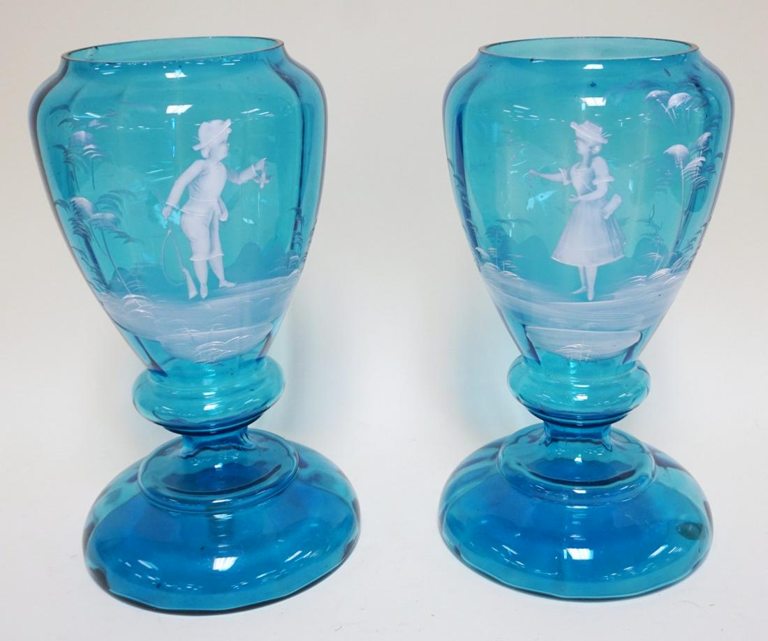 PAIR OF ANTIQUE MARY GREGORY VASES (1 of 3)
