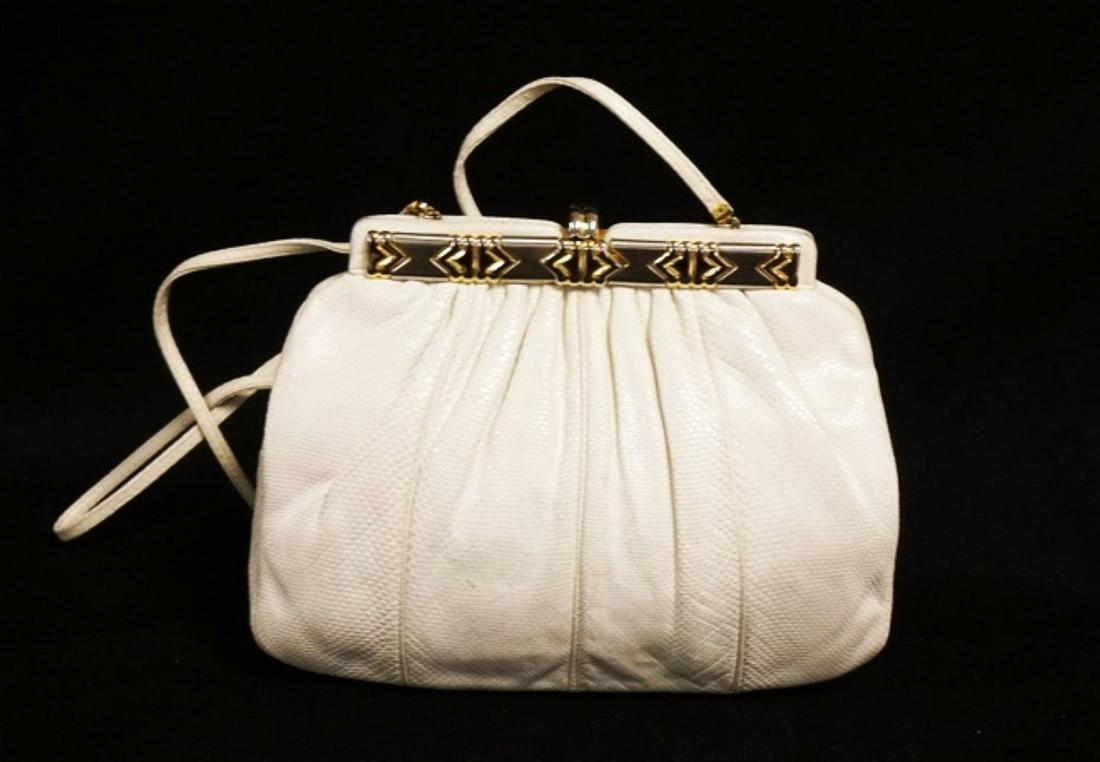 BEAUTIFUL JUDITH LEIBER WHITE LEATHER EVENING BAG (1 of 6)