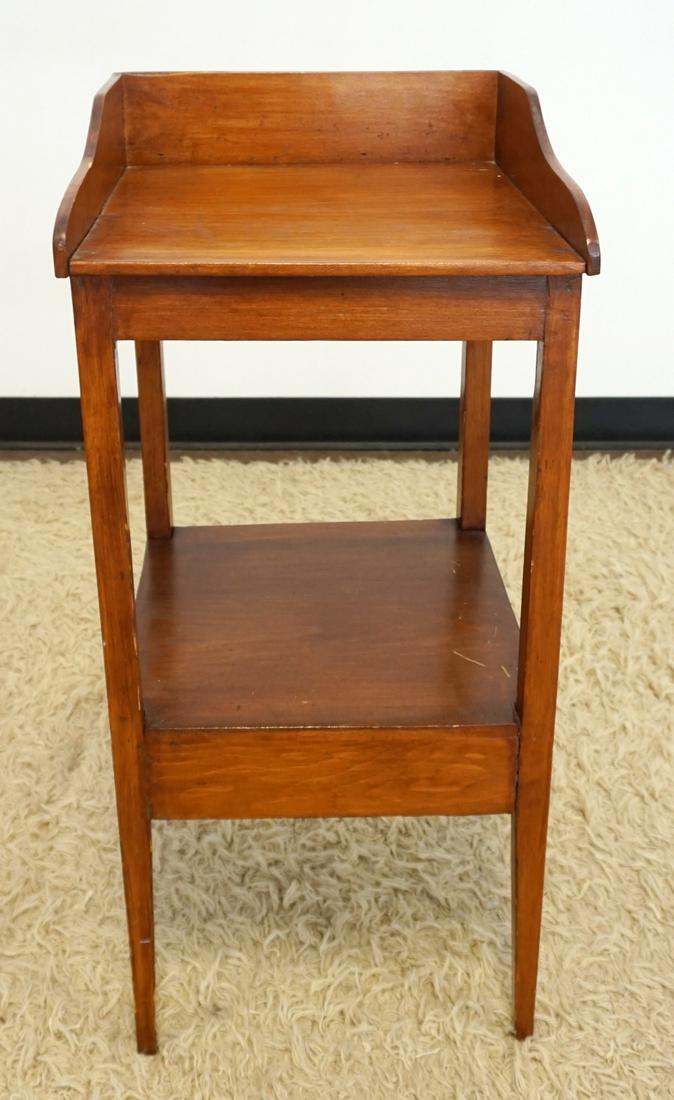 SMALL COUNTRY PINE WASH BOWL STAND: SMALL COUNTRY PINE WASH BOWL STAND, APPROXIMATELY 15 IN X 15 IN X 32 IN