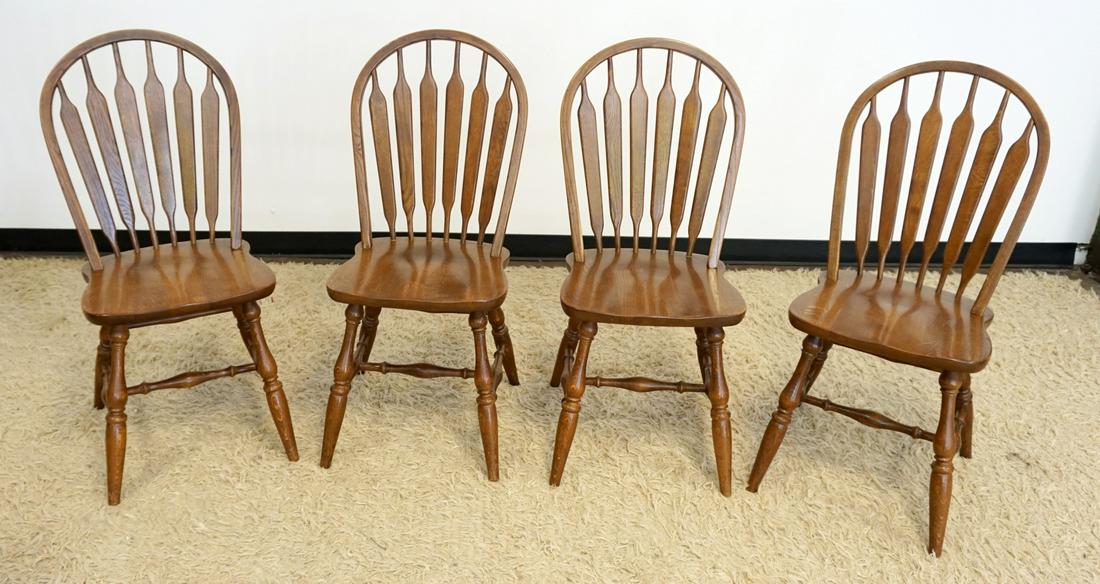 SET OF 4 SOLID OAK HOOP & ARROW BACK CHAIRS (1 of 2)
