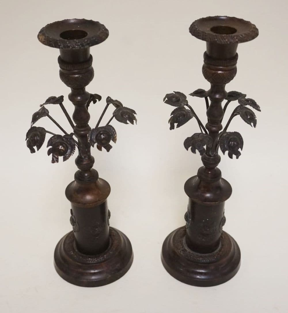 ANTIQUE BRASS VICTORIAN CANDLESTICKS (1 of 3)