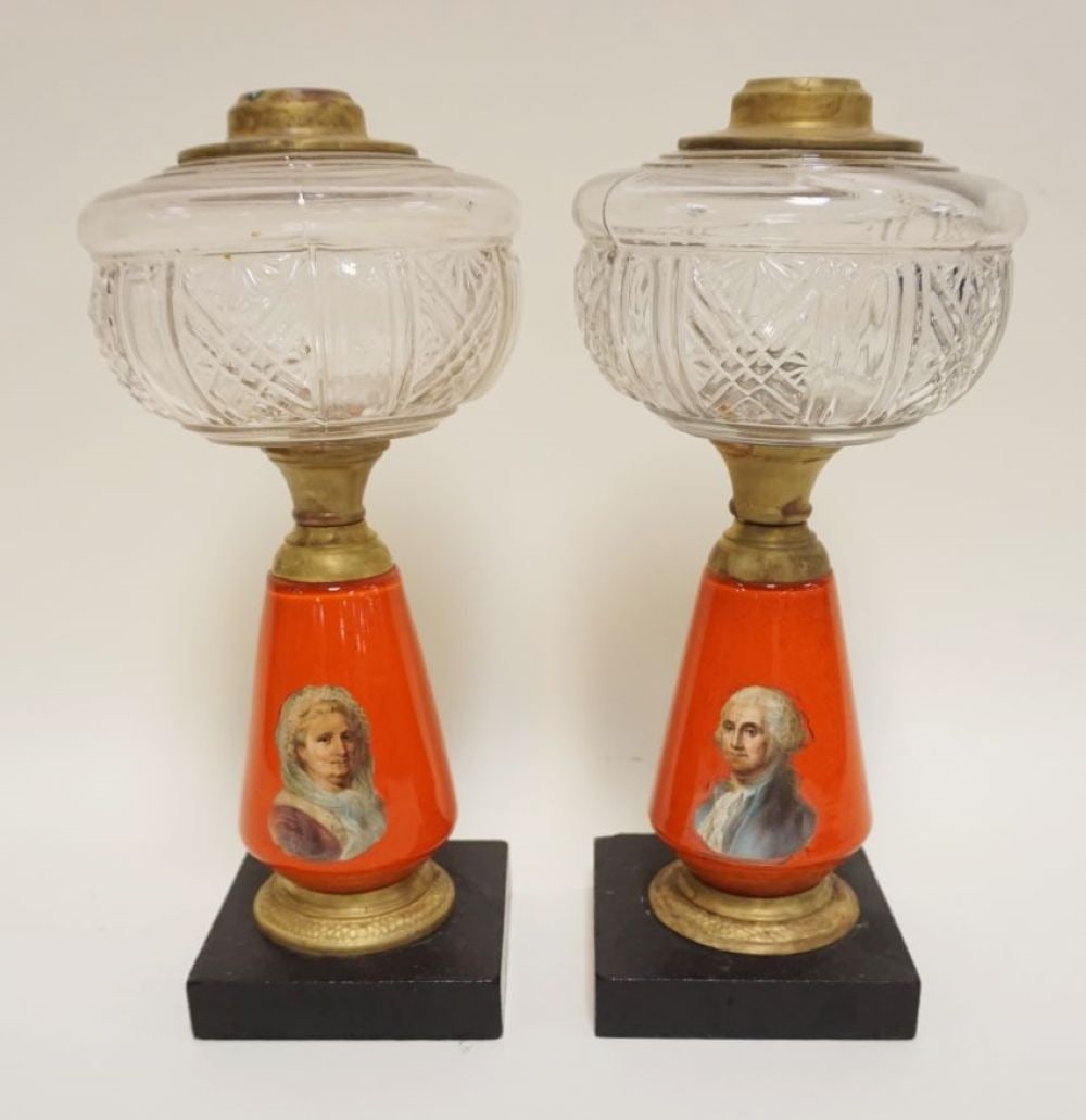 PAIR OF ANTIQUE KEROSENE LAMP FONTS (1 of 3)