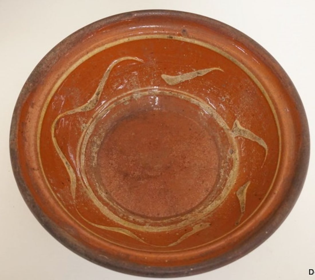 SLIP DECORATED REDWARE BATTER BOWL (1 of 3)