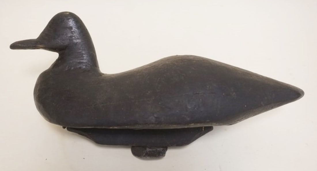 ANTIQUE WOOD DUCK DECOY: ANTIQUE WOOD DUCK DECOY, APPROXIMATELY 14 IN X 6 IN X 8 IN H