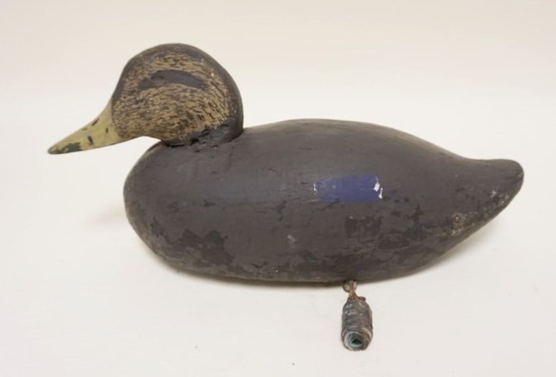 ANTIQUE WOOD DUCK DECOY: ANTIQUE WOOD DUCK DECOY, APPROXIMATELY 14 IN X 6 IN X 8 IN H