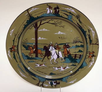 BUFFALO POTTERY DELDARE PLATE: BUFFALO POTTERY DELDARE 13 /4 IN LARGE PLATE *THE FALLOWFIELD HUNT*