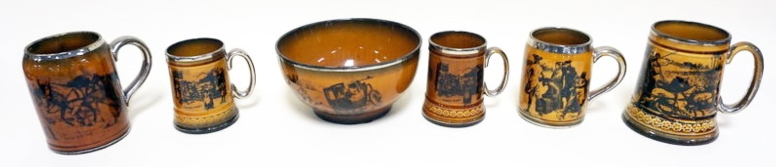 RIDGWAY OF ENGLAND POTTERY MUGS AND BOWL: RIDGWAY OF ENGLAND POTTERY MUGS AND BOWL
