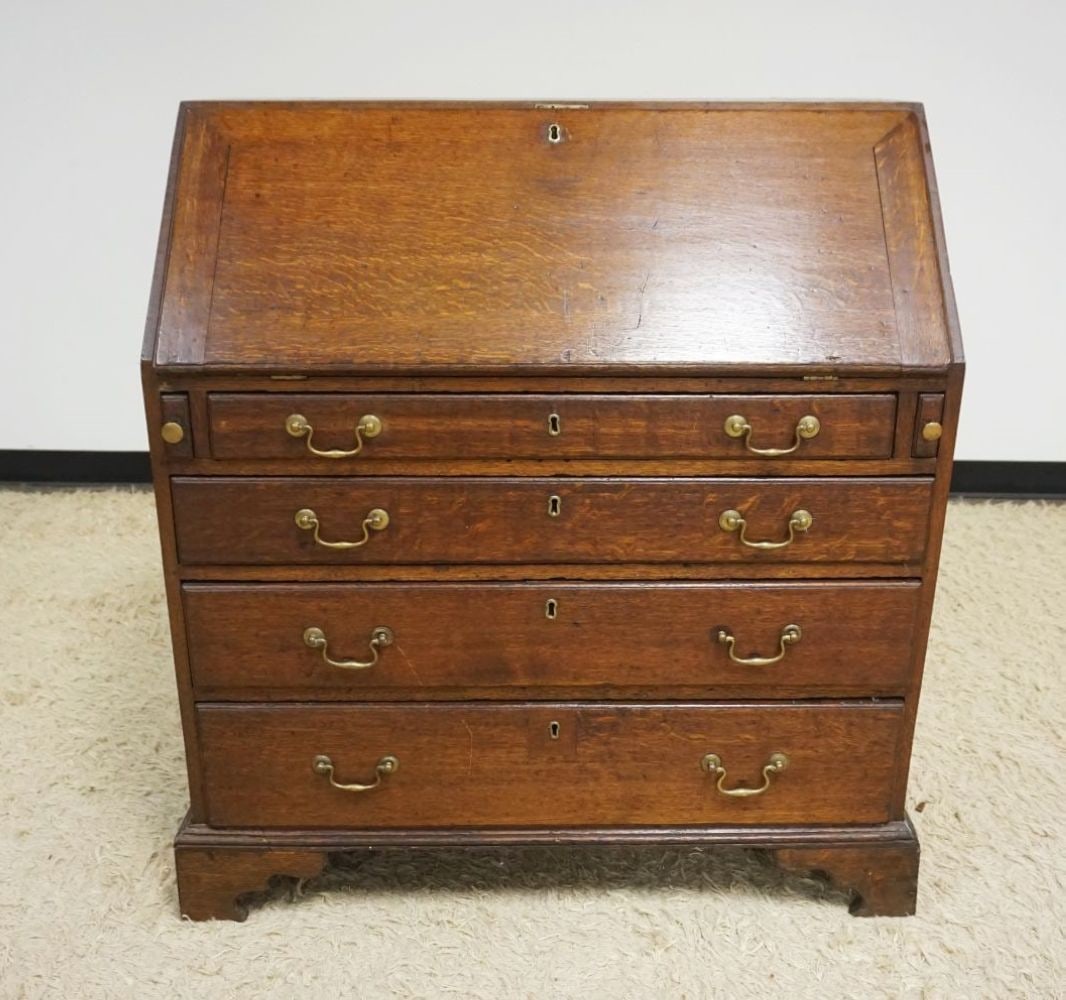ANTIQUE ENGLISH OAK SLANT FRONT SECRETARY (1 of 6)