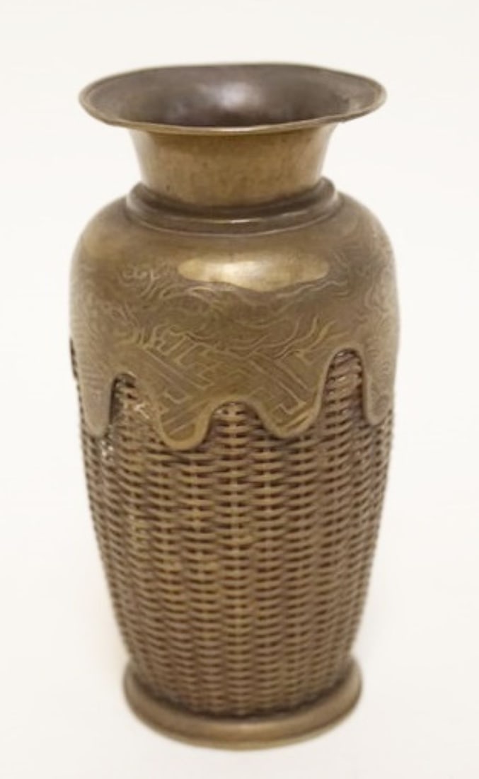 ARTS & CRAFTS BRASS TOOLED VASE (1 of 4)