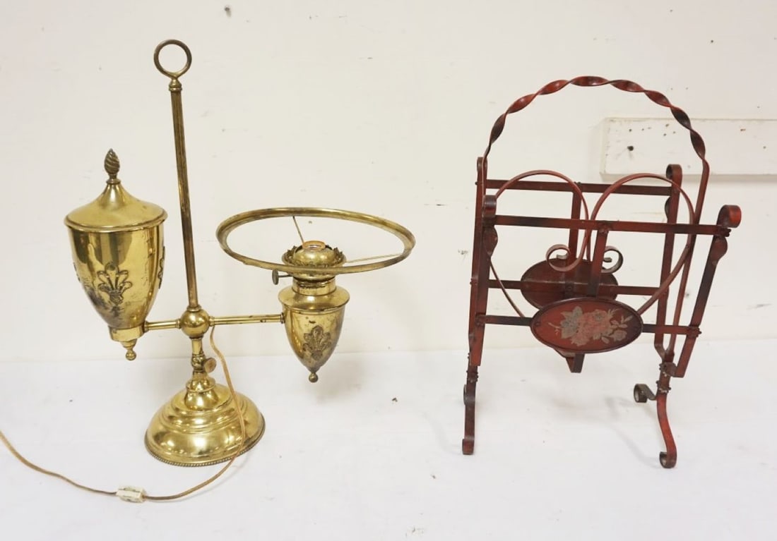 BRASS STUDENT LAMP BASE, ETC (1 of 2)