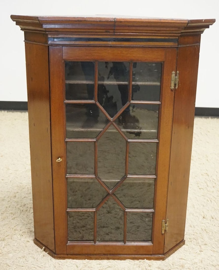 ANTIQUE MAHOGANY HANGING CORNER CUPBOARD (1 of 4)
