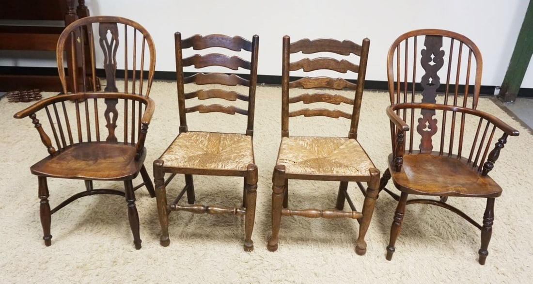 LOT ASSORTED ENGLISH OAK ARM & SIDE CHAIRS (1 of 3)