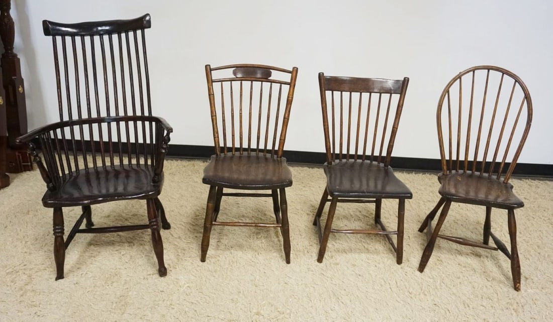 LOT OF 4 ASSORTED WINDSOR CHAIRS (1 of 3)