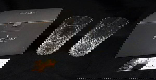 WATERFORD CRYSTAL MILLENIUM COLLECTION: WATERFORD CRYSTAL MILLENIUM COLLECTION * LOVE DOF* OLD FASHIONS PAIR IN BOX