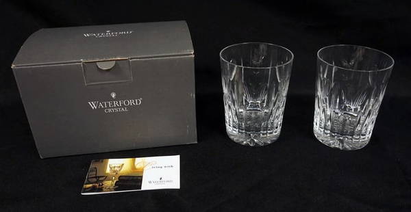 WATERFORD CRYSTAL MILLENIUM COLLECTION: WATERFORD CRYSTAL MILLENIUM COLLECTION * LOVE DOF* OLD FASHIONS PAIR IN BOX