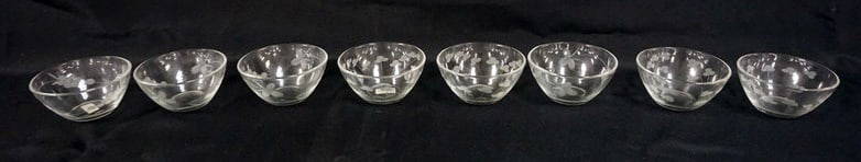 WATERFORD CRYSTAL PENROSE BOWLS: WATERFORD CRYSTAL LOT OF 8 PENROSE GLASS CUT BOWLS, APPROXIMATELY 4 IN X 2 IN H