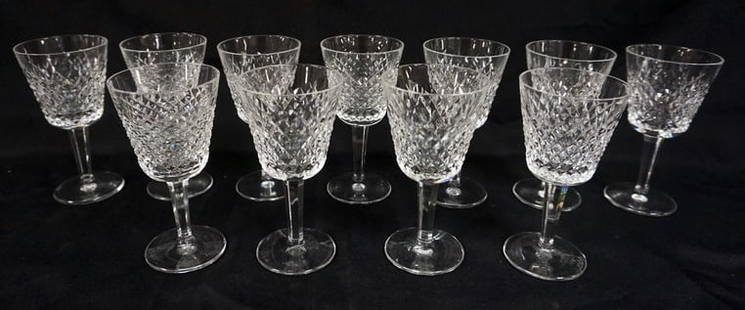 WATERFORD CRYSTAL STEMWARE: WATERFORD CRYSTAL 11 PIECES OF 6 IN H STEMWARE