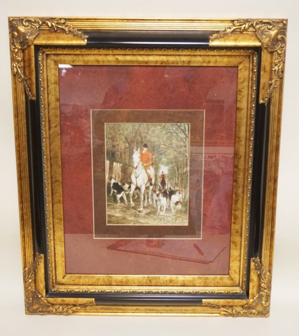 FRAMED & MATTED PRINT OF HUNT SCENE (1 of 3)