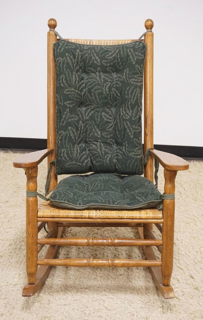 OAK ROCKER W/WOVEN SEAT & BACK: OAK ROCKER W/WOVEN SEAT & BACK, PP CHAIR CO