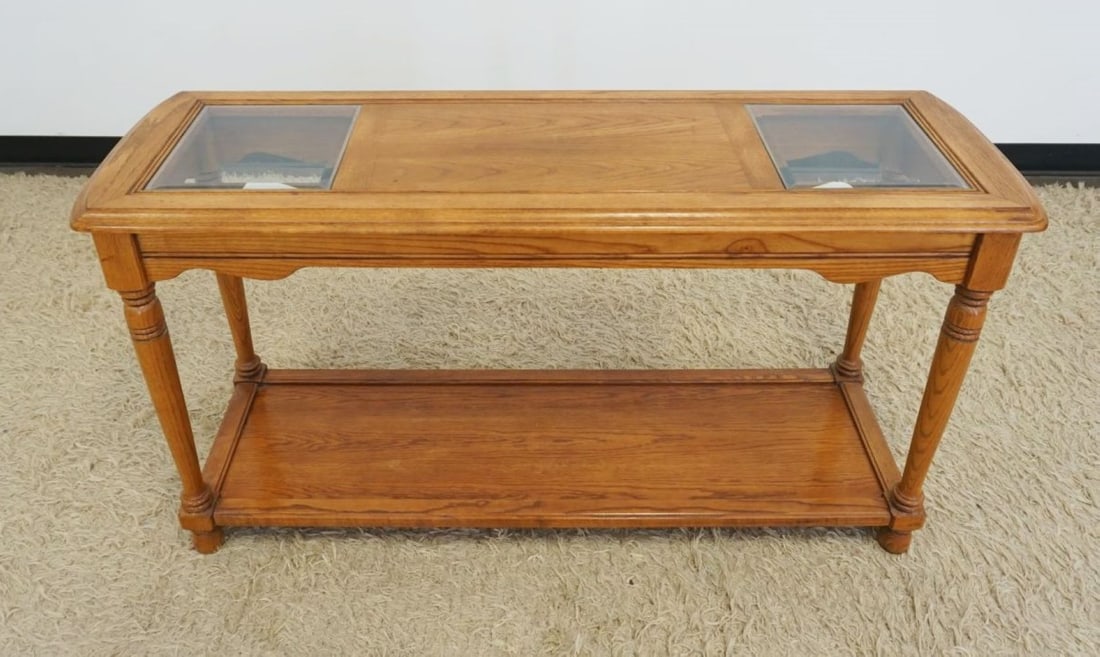 SOLID OAK BASSETT SOFA TABLE (1 of 3)
