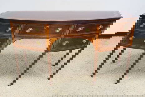 BAKER HISTORIC CHARLESTON MAHOGANY SIDEBOARD: BAKER HISTORIC CHARLESTON MAHOGANY SIDEBOARD, INLAID, APPROXIMATELY 68 IN X 26 IN X 38 IN HIGH