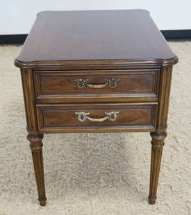 HENREDON FRUITWOOD 2 DRAWER STAND: HENREDON FRUITWOOD 2 DRAWER STAND, APPROXIMATELY 21 IN X 27 IN X 26 IN HIGH