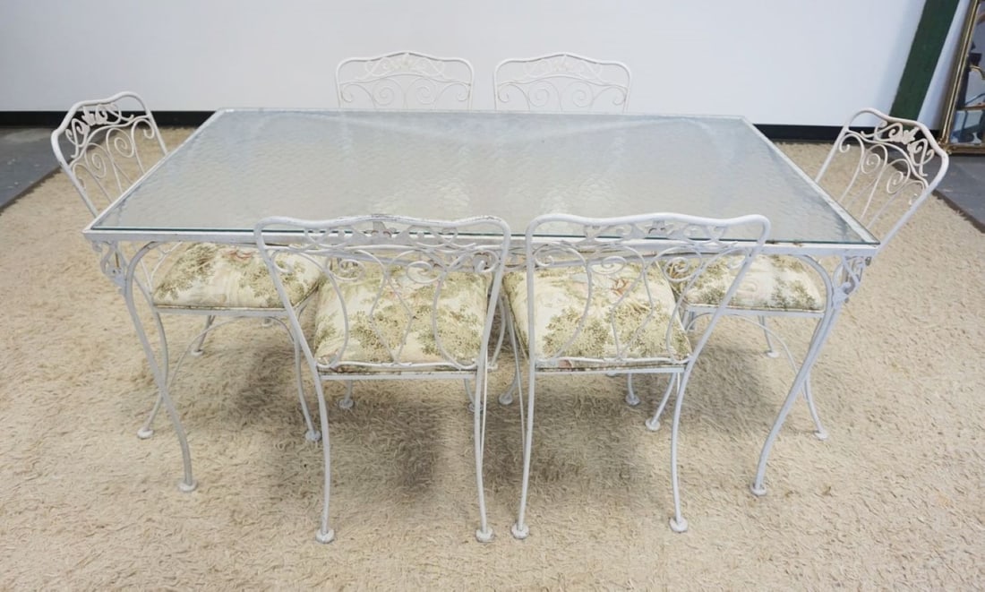 WROUGHT IRON PATIO TABLE W/6 CHAIRS (1 of 5)