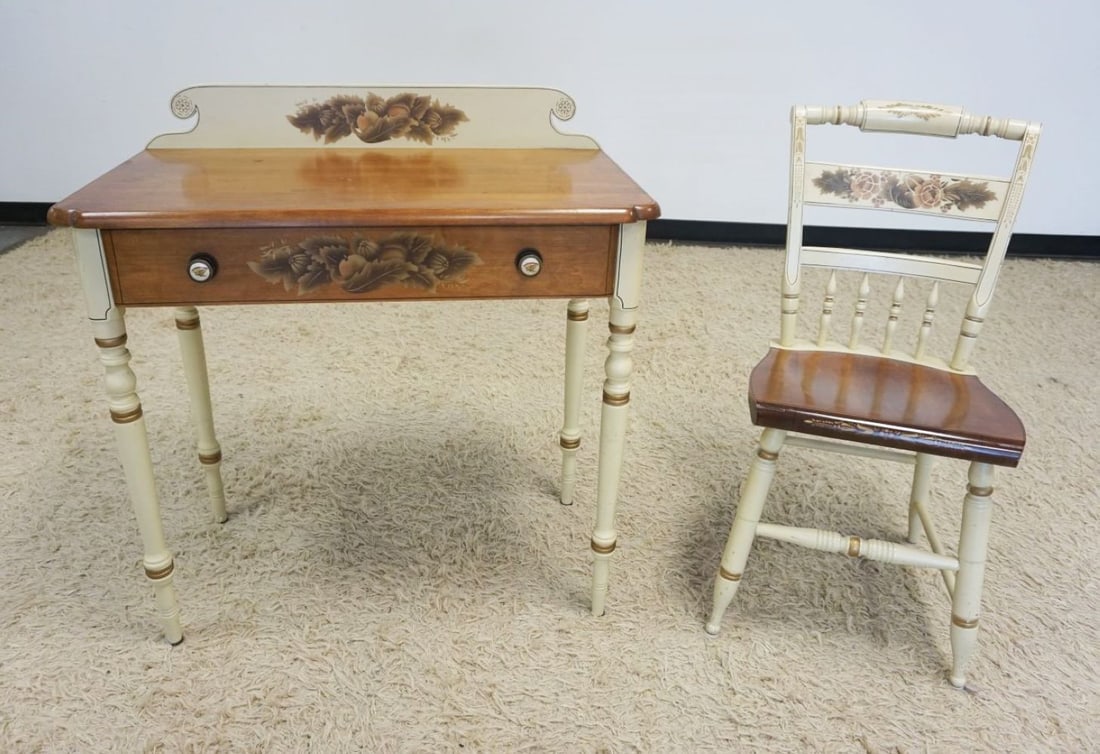 CONTEMPORARY HITCHCOCK WRITING TABLE W/SIDE CHAIR (1 of 6)