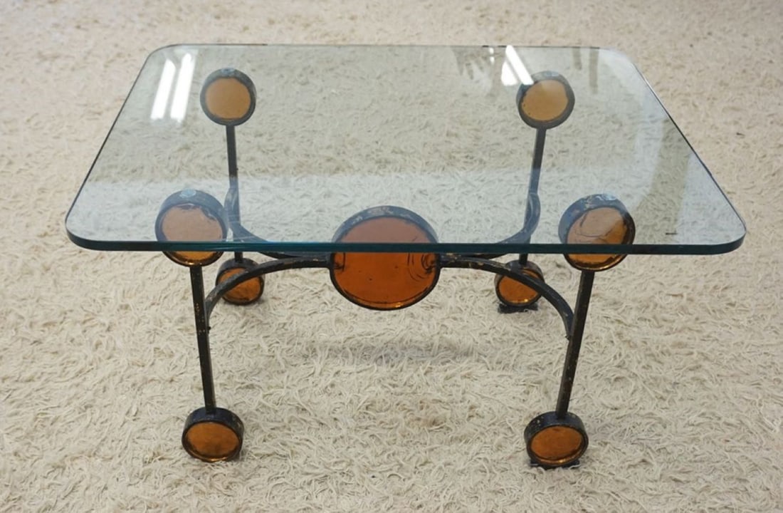 MODERN GLASS TOP LAMP TABLE (1 of 2)