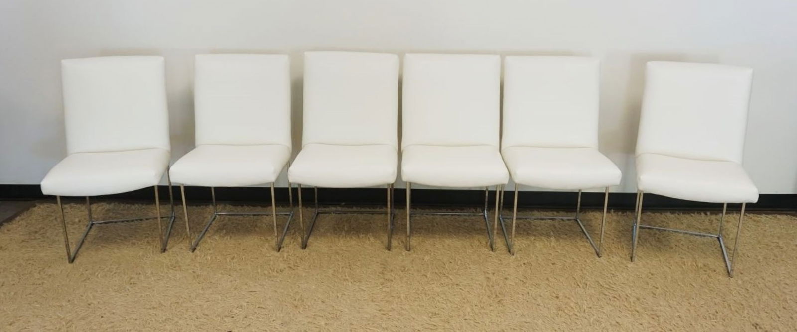 6 KNOLL STYLE WHITE LEATHER SIDE CHAIRS (1 of 4)