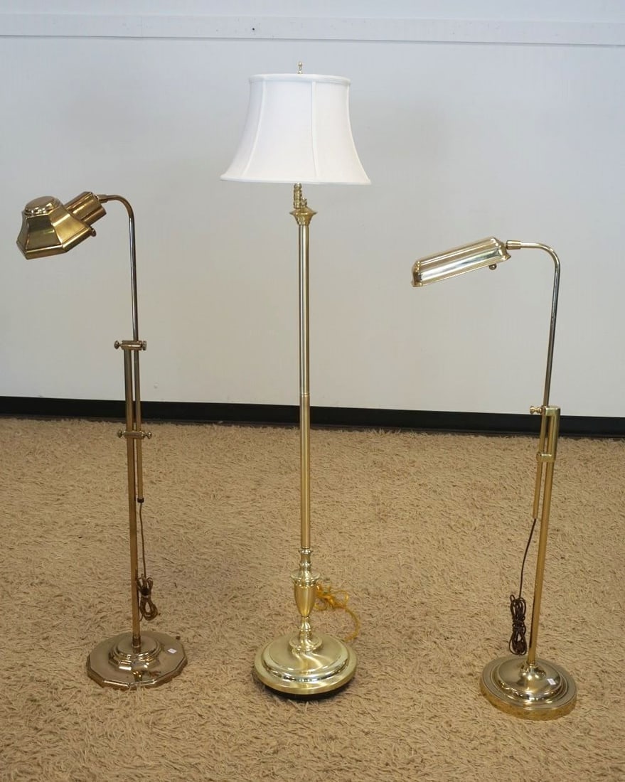 LOT OF 3 BRASS FLOOR LAMPS (1 of 1)