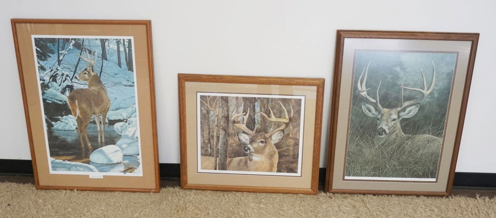 GROUP OF 3 FRAMED & MATTED SIGNED STAG LTD PRINTS (1 of 4)
