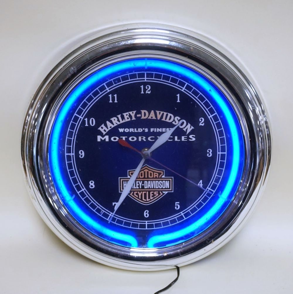 HARLEY DAVIDSON NEON & QUARTZ WALL CLOCK (1 of 1)