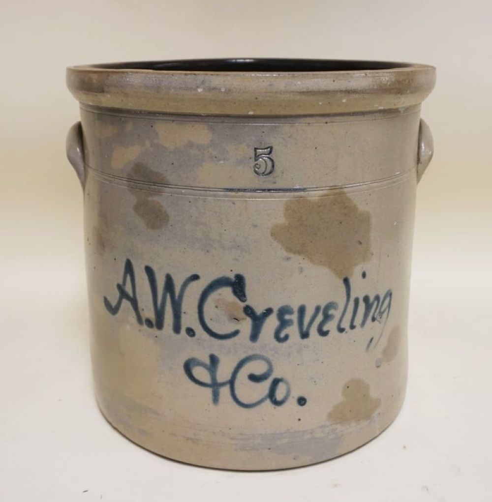 AW CREVELING & CO STONEWARE CROCK (1 of 6)