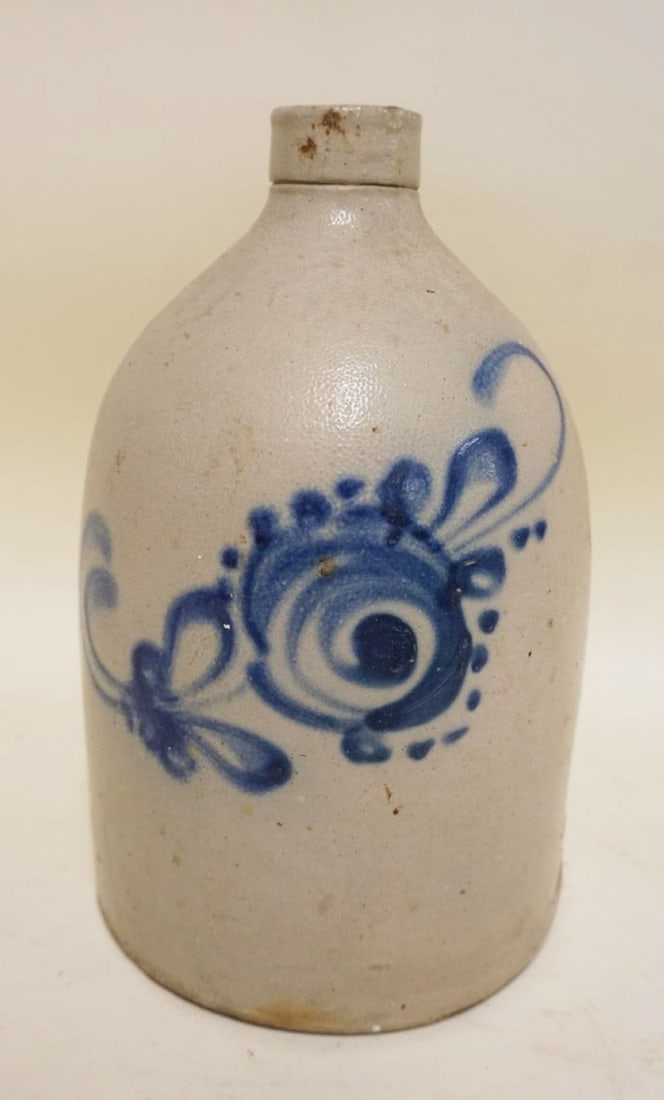 STONEWARE BLUE DECORATED JUG (1 of 6)