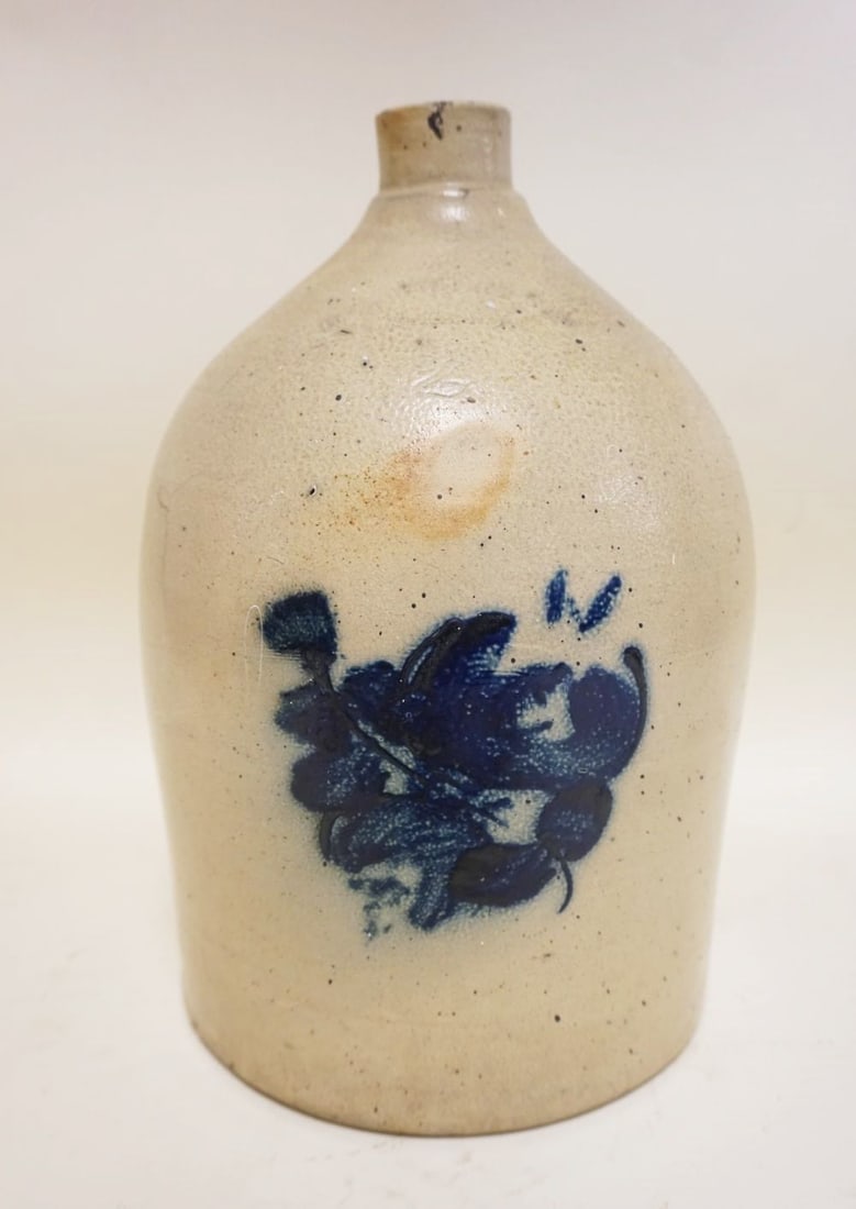 STONEWARE BLUE DECORATED JUG (1 of 6)