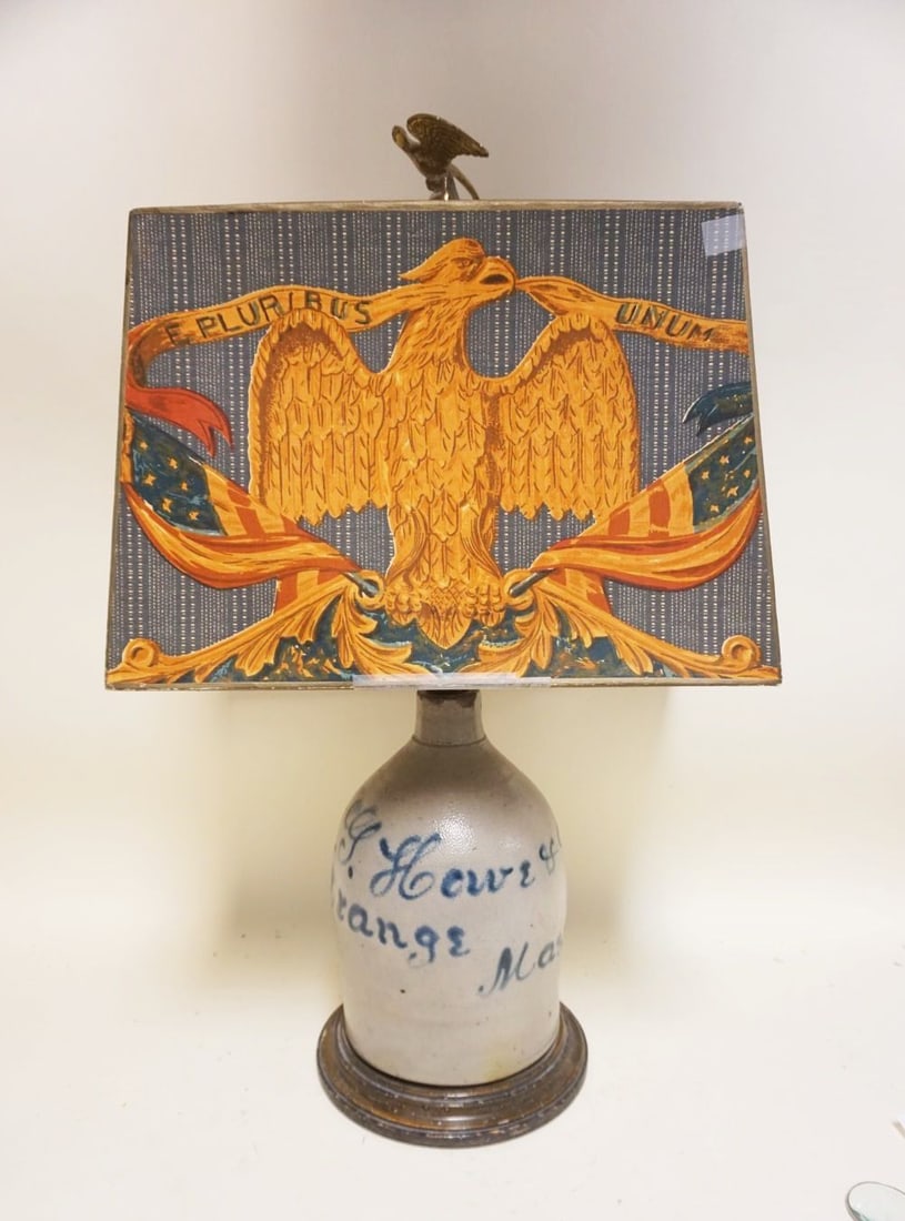 BLUE SCRIPT STONEWARE JUG (1 of 4)